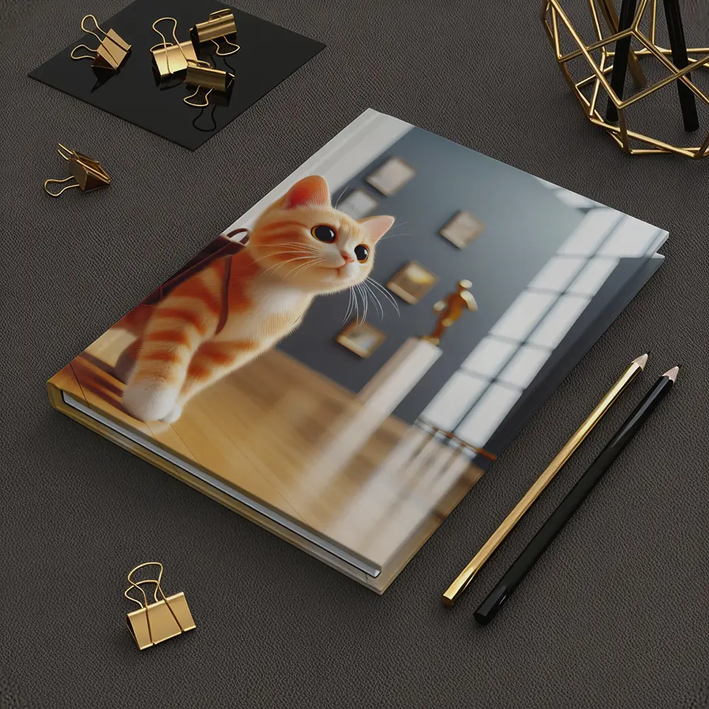 Orange Tabby Cat Exploring Art Museum Gallery – Notebooks