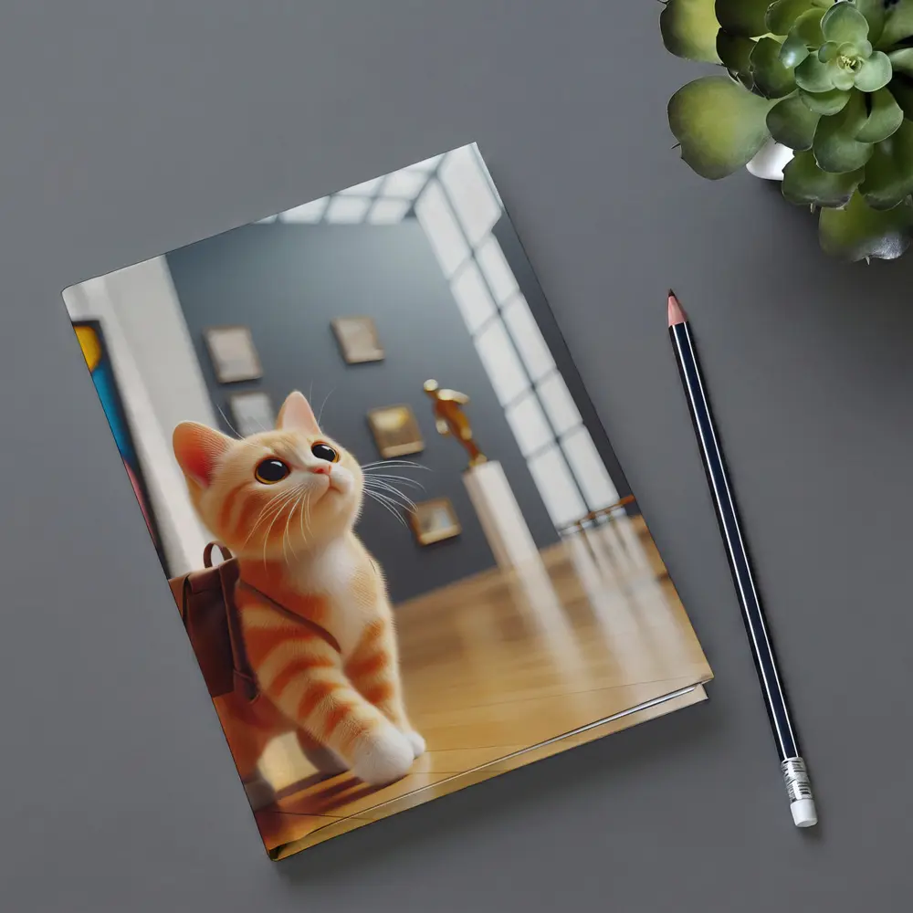 Orange Tabby Cat Exploring Art Museum Gallery – Notebooks