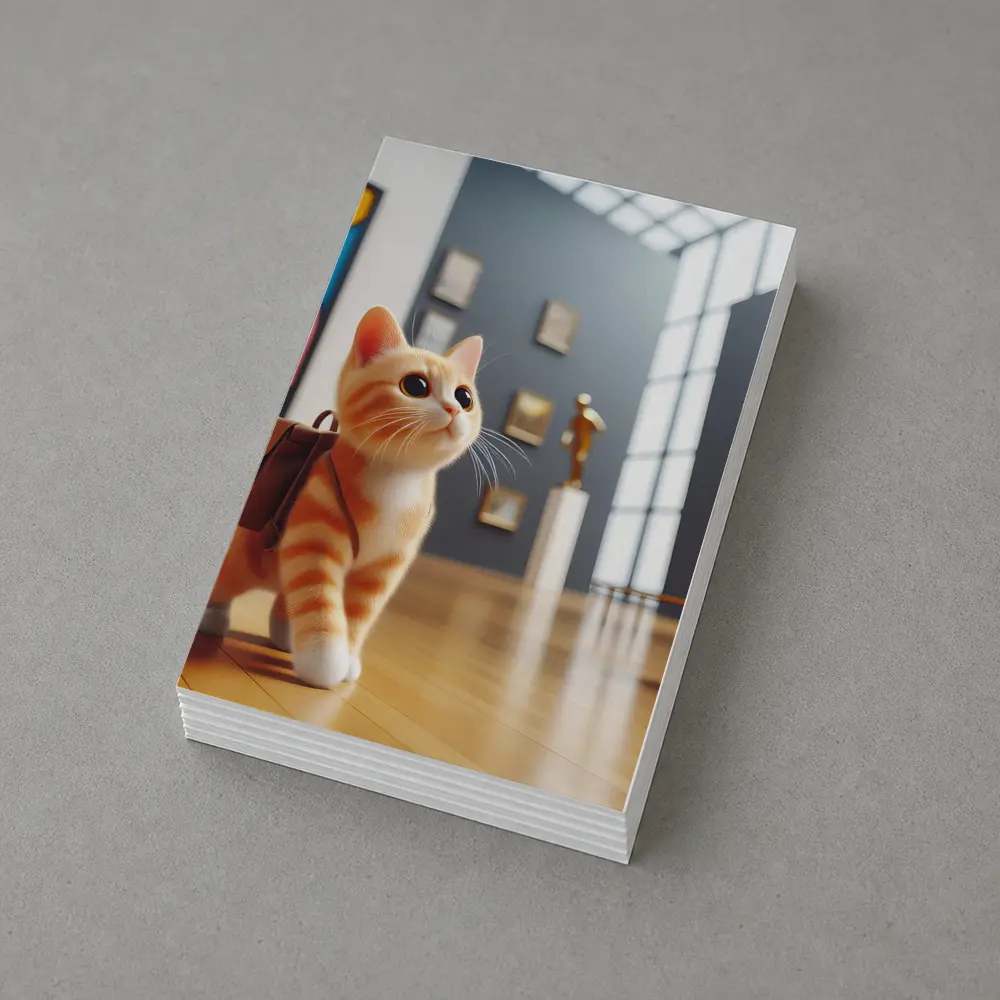 Orange Tabby Cat Exploring Art Museum Gallery – Postcards
