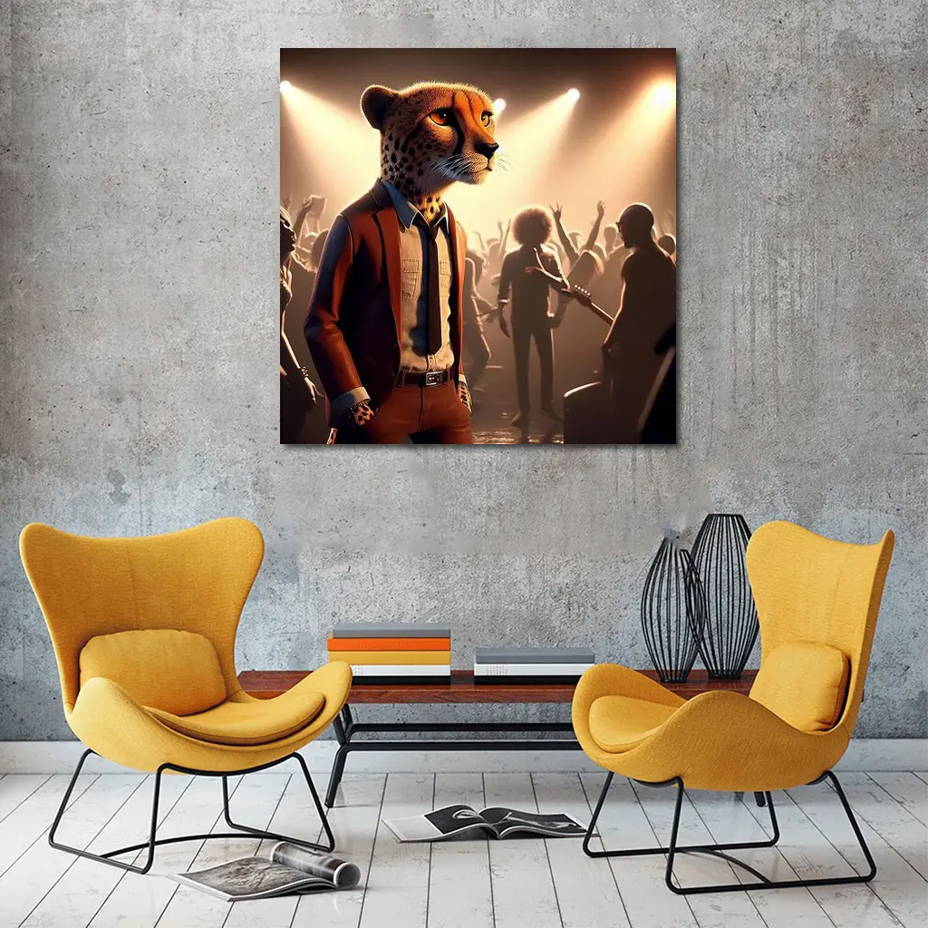 Cheetah Musician At Rock Concert Crowd – Wall Art