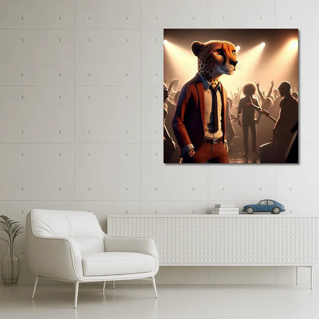Cheetah Musician At Rock Concert Crowd – Wall Art