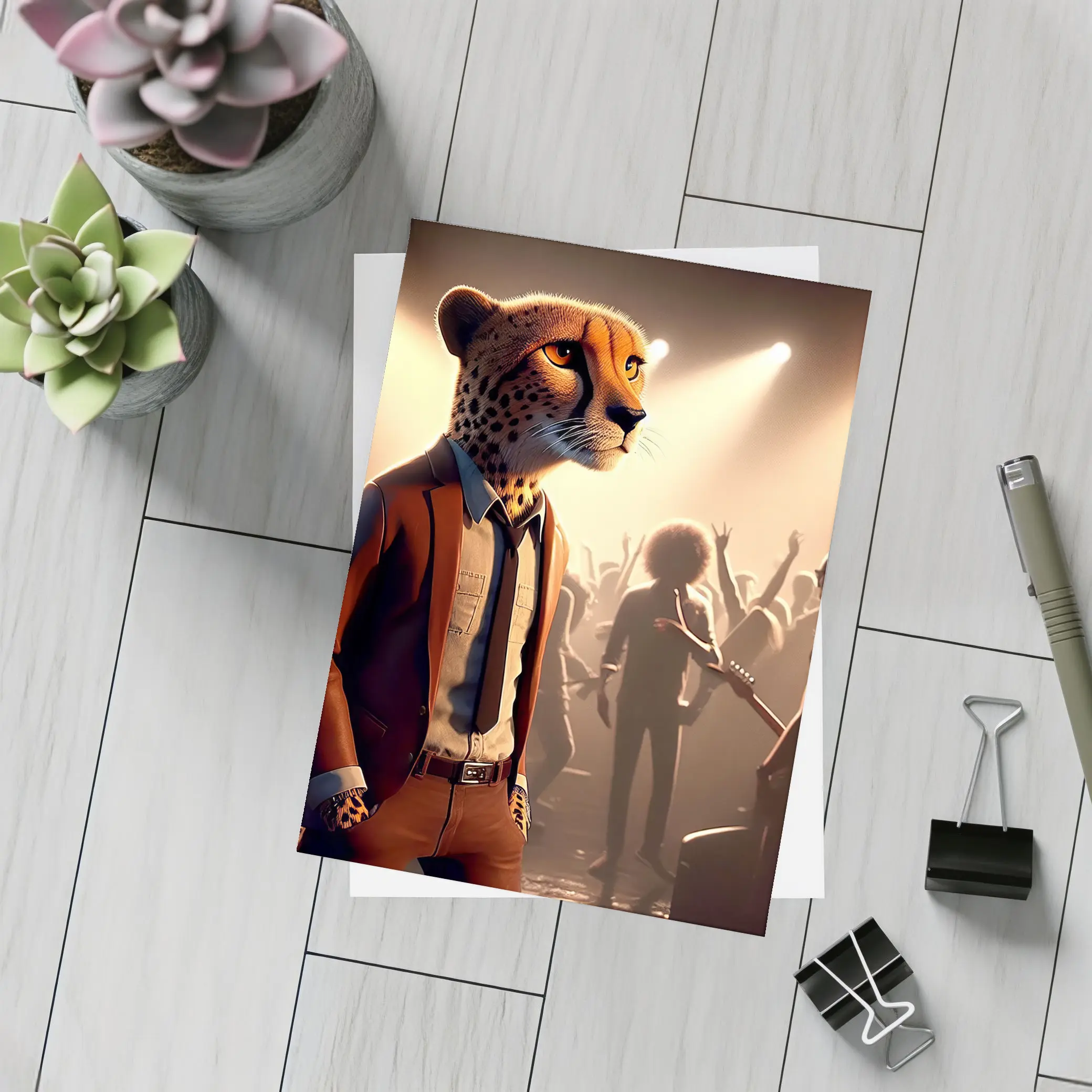 Cheetah Musician At Rock Concert Crowd – Postcards