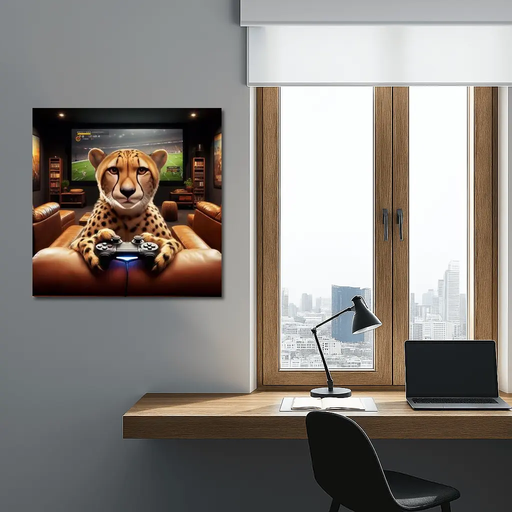 Cheetah Gaming Controller Couch Home Theater – Wall Art