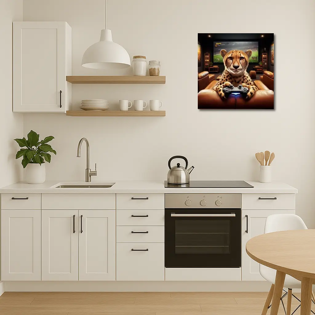 Cheetah Gaming Controller Couch Home Theater – Wall Art