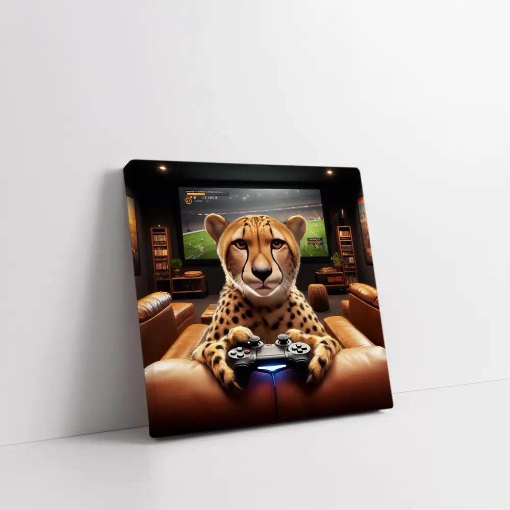 Cheetah Gaming Controller Couch Home Theater – Wall Art