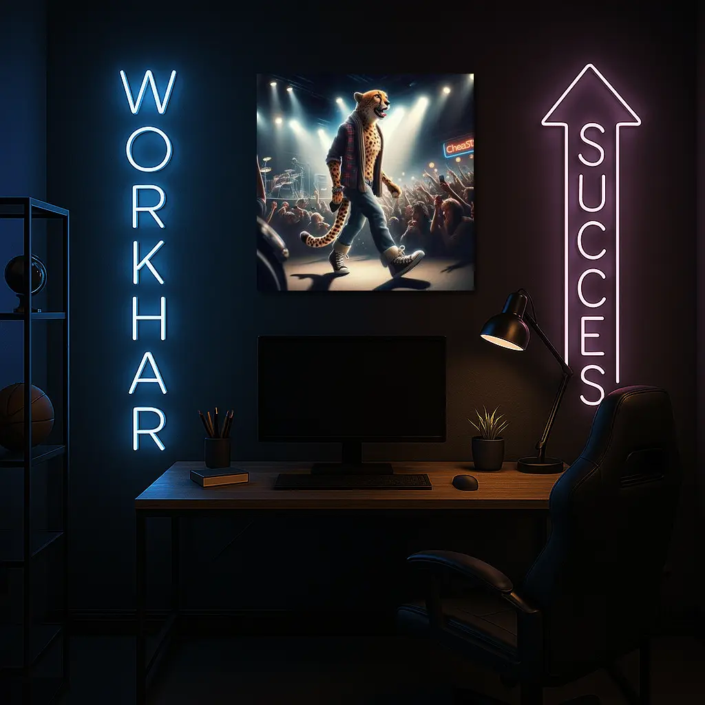 Cheetah Rockstar Performing Live Concert Stage – Wall Art