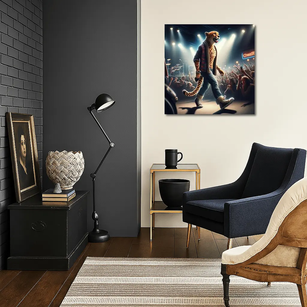 Cheetah Rockstar Performing Live Concert Stage – Wall Art