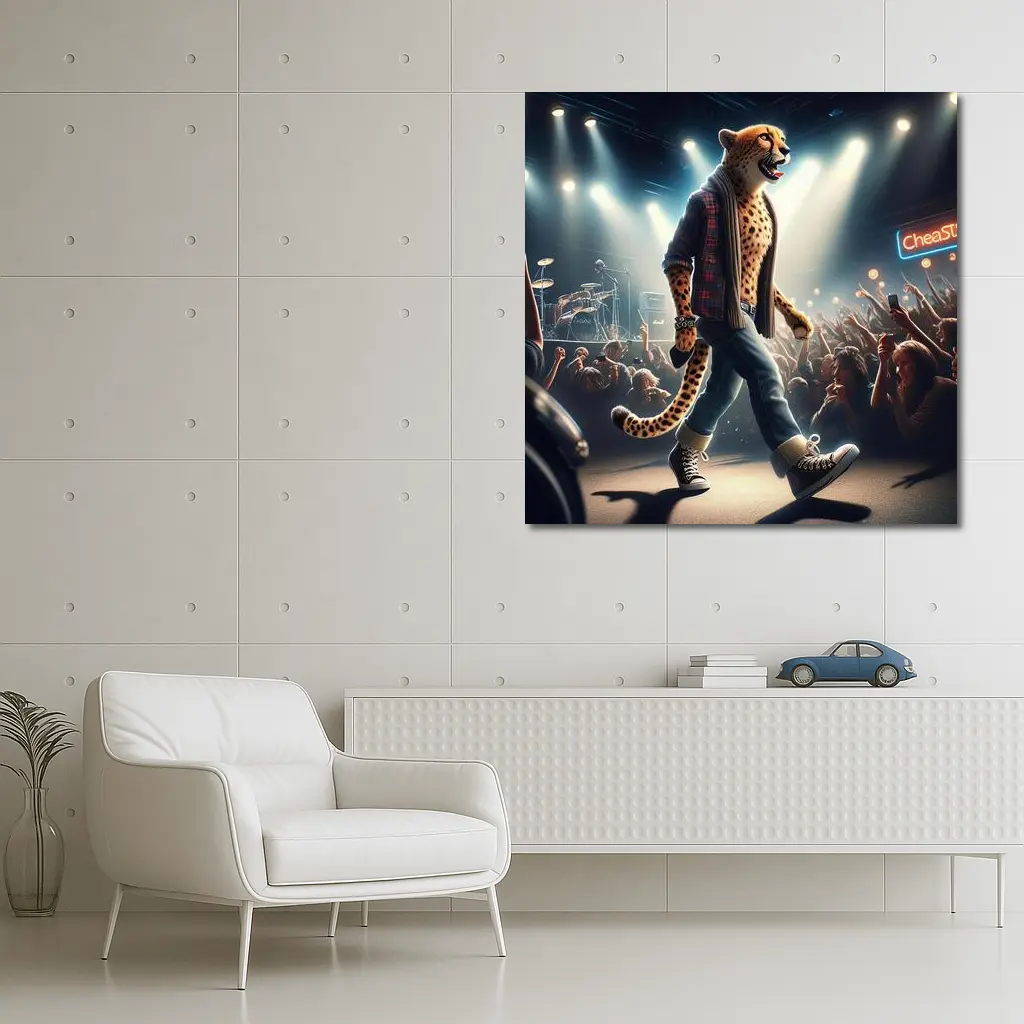 Cheetah Rockstar Performing Live Concert Stage – Wall Art