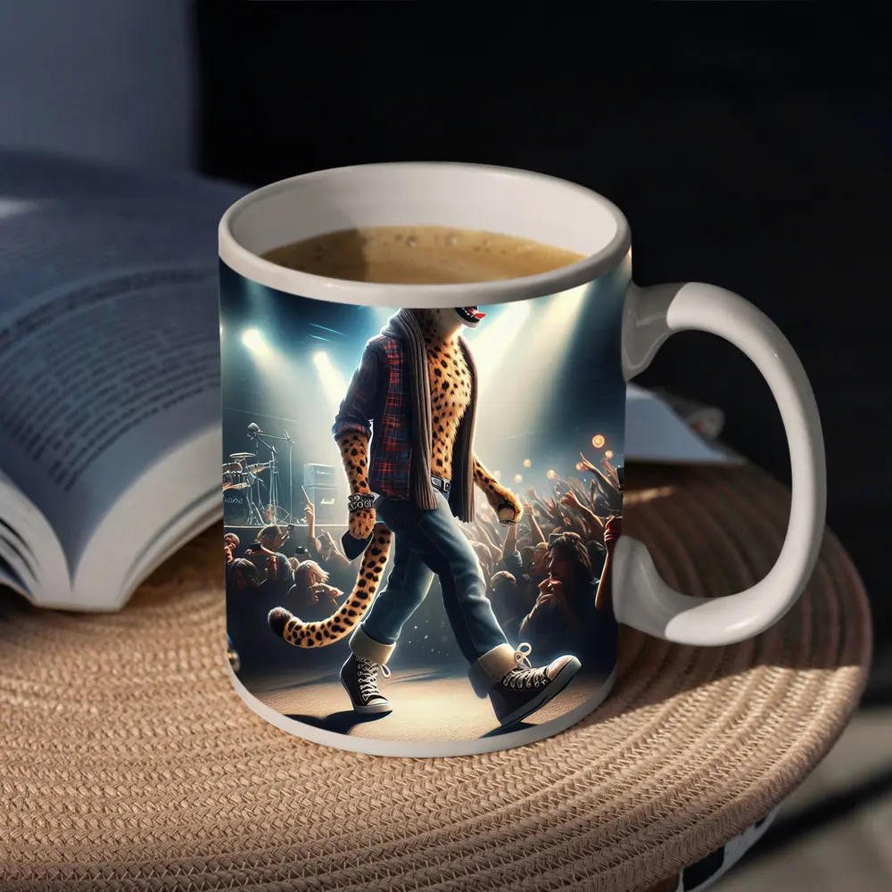 Cheetah Rockstar Performing Live Concert Stage – Mugs