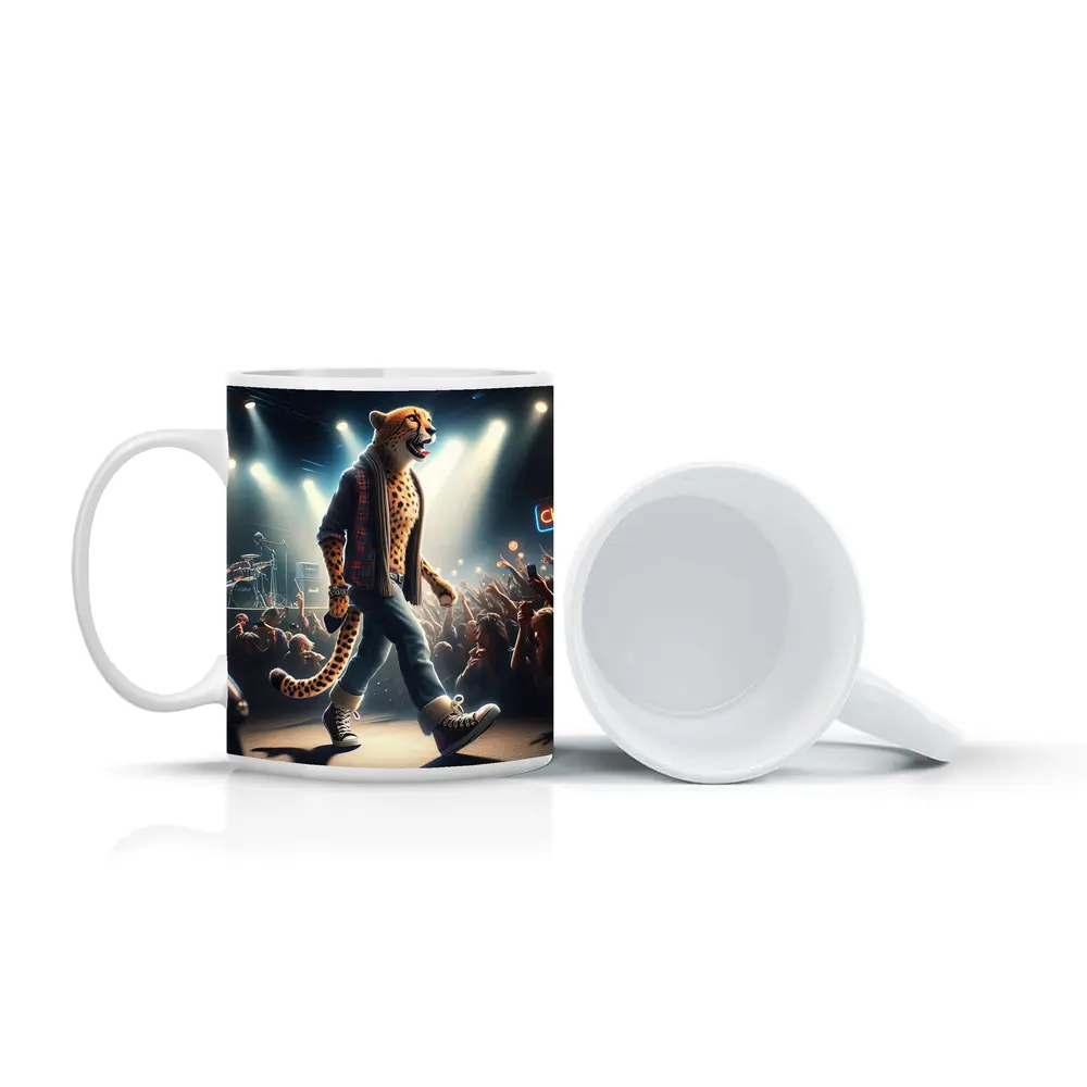 Cheetah Rockstar Performing Live Concert Stage – Mugs