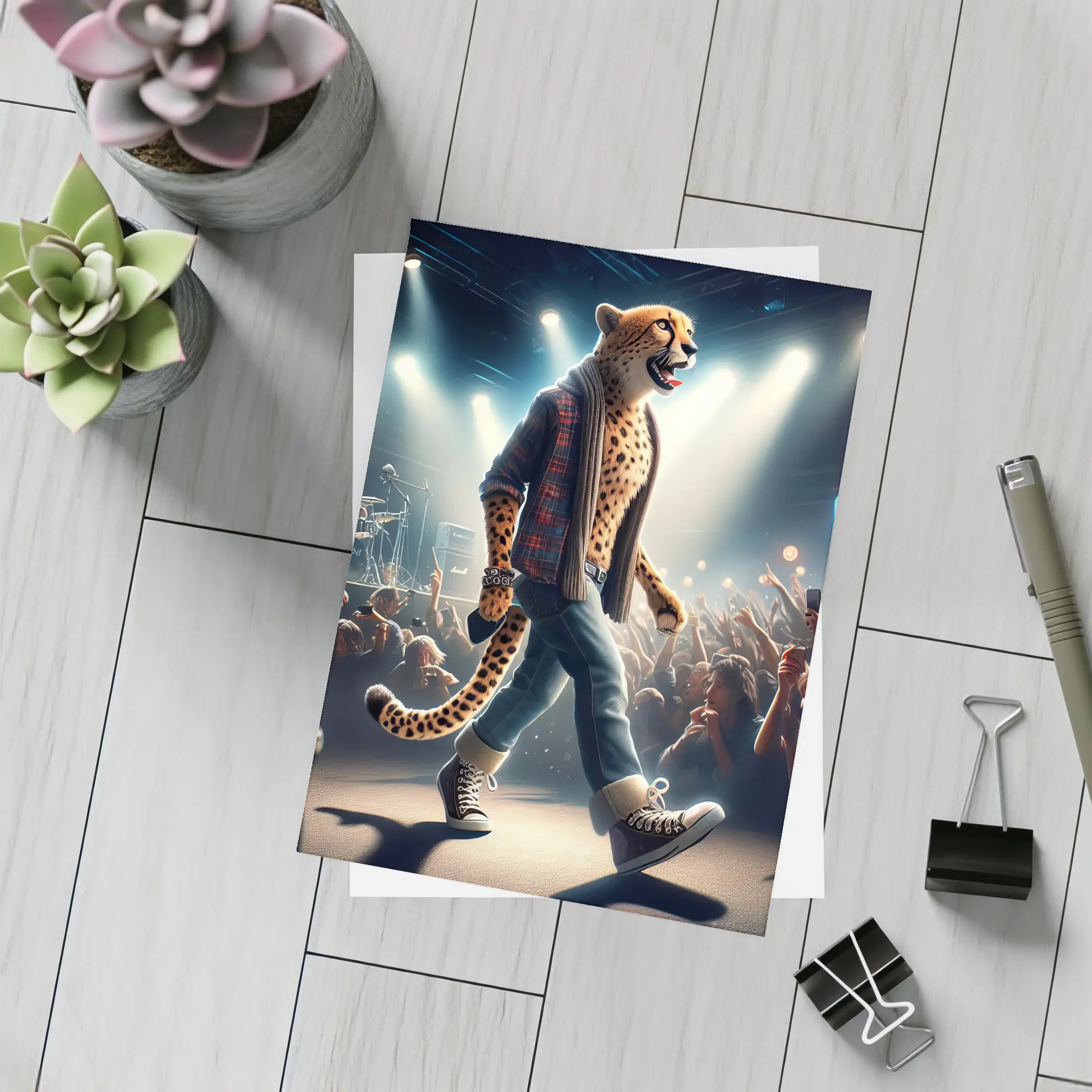Cheetah Rockstar Performing Live Concert Stage – Postcards