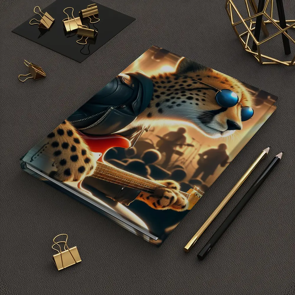 Cheetah Guitarist Leather Jacket Concert Stage – Notebooks