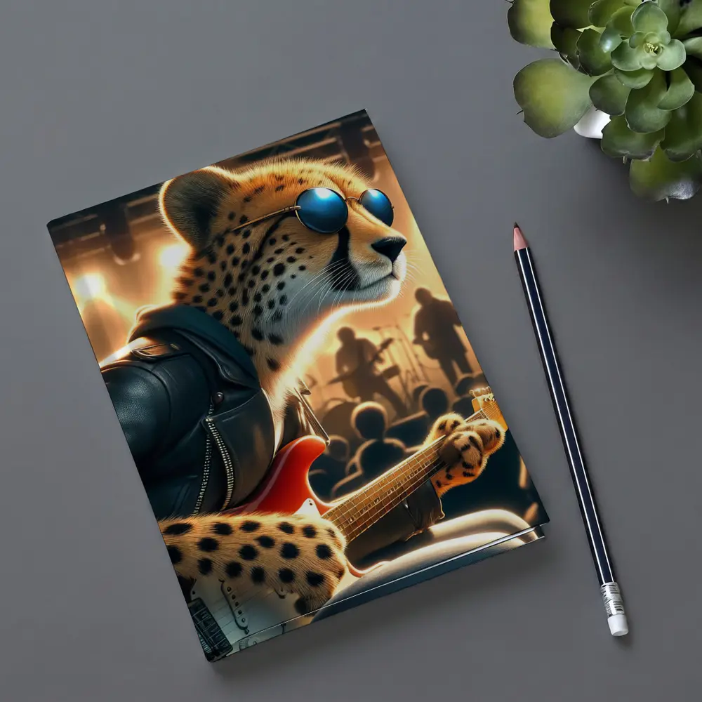 Cheetah Guitarist Leather Jacket Concert Stage – Notebooks