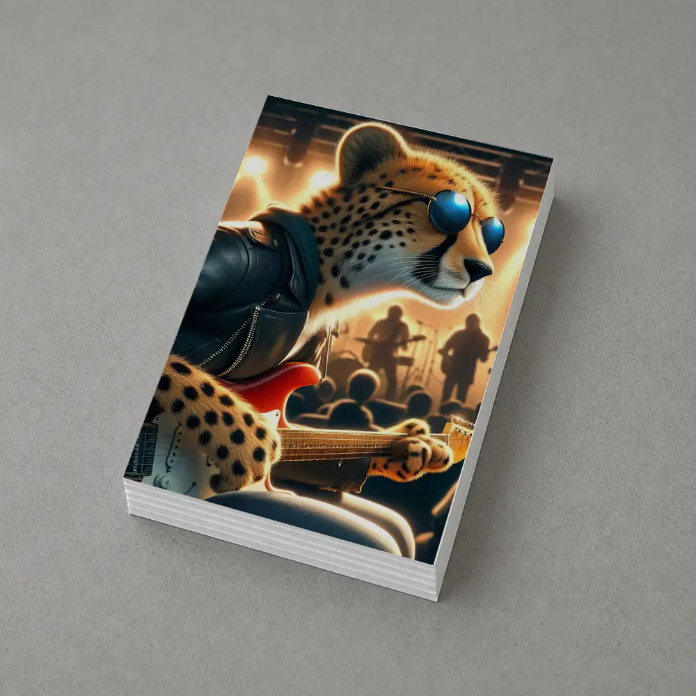 Cheetah Guitarist Leather Jacket Concert Stage – Postcards