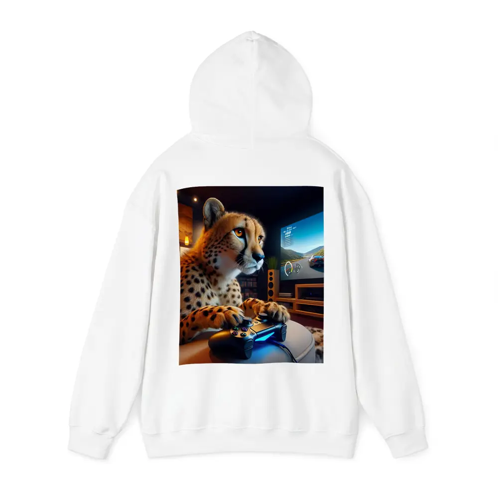 Cheetah Gaming With Controller Cozy Room – Hoodies