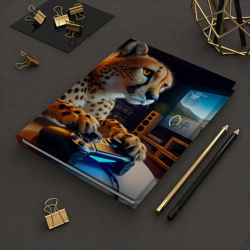 Cheetah Gaming With Controller Cozy Room – Notebooks