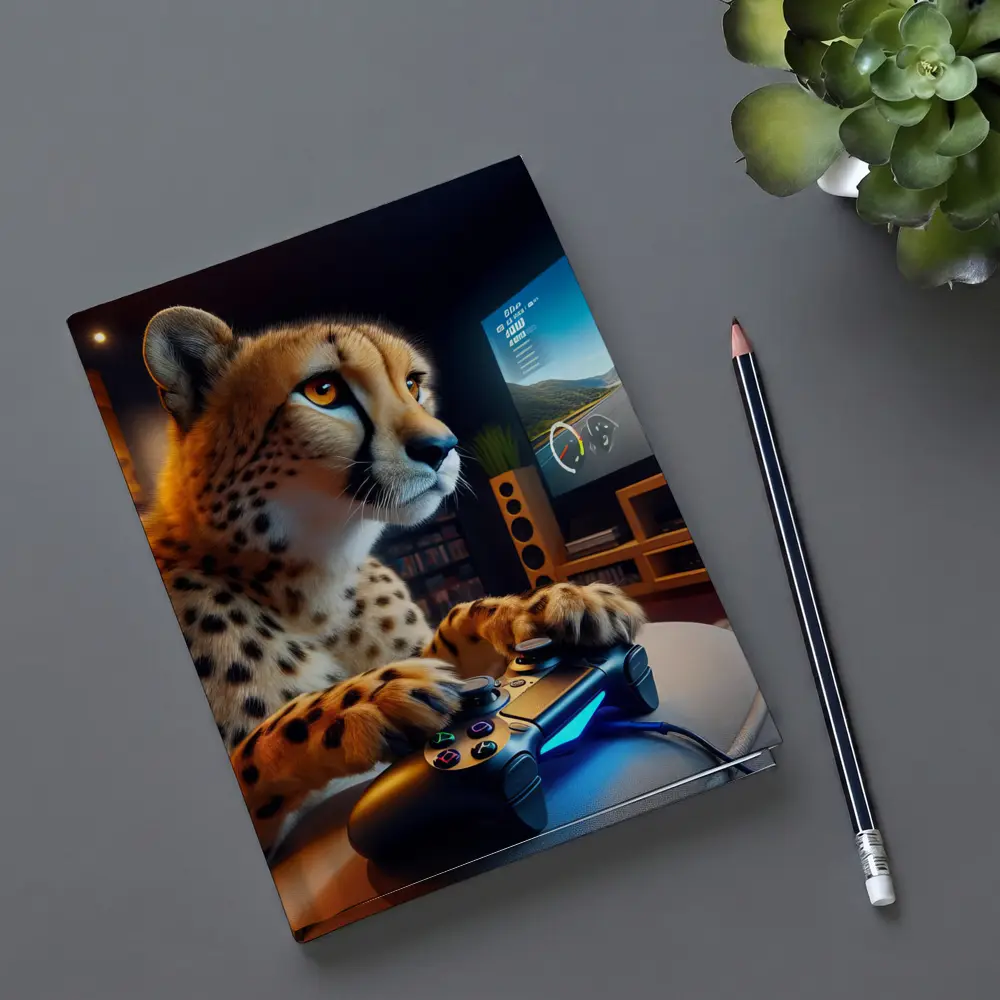 Cheetah Gaming With Controller Cozy Room – Notebooks