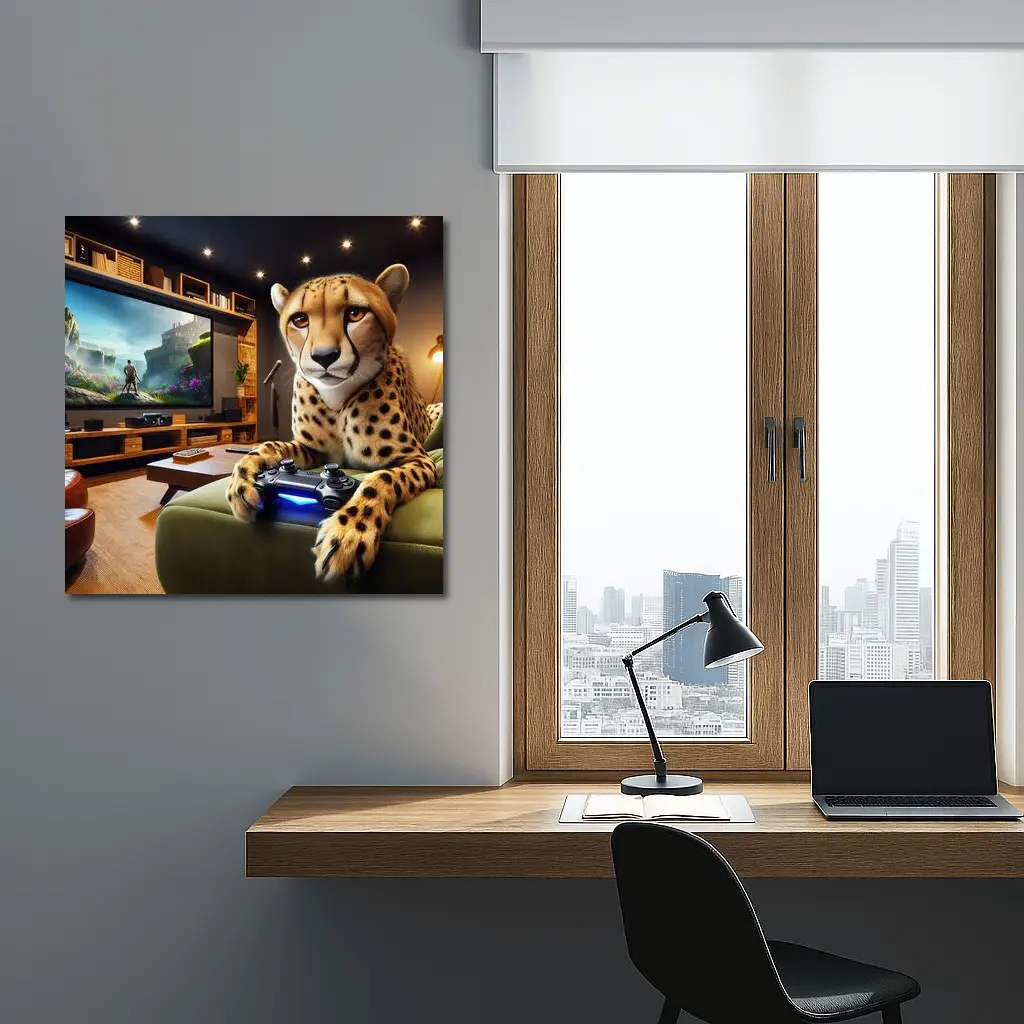Cheetah Gaming Controller Cozy Living Room – Wall Art
