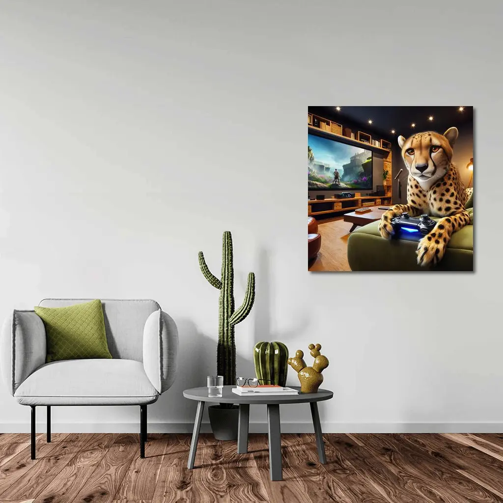 Cheetah Gaming Controller Cozy Living Room – Wall Art