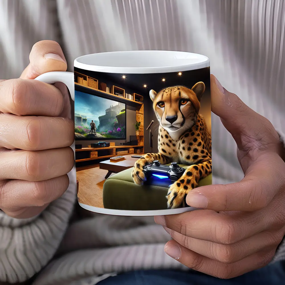 Cheetah Gaming Controller Cozy Living Room – Mugs