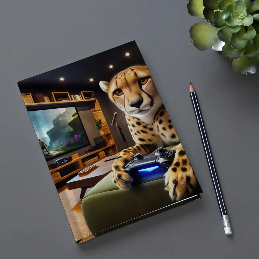 Cheetah Gaming Controller Cozy Living Room – Notebooks