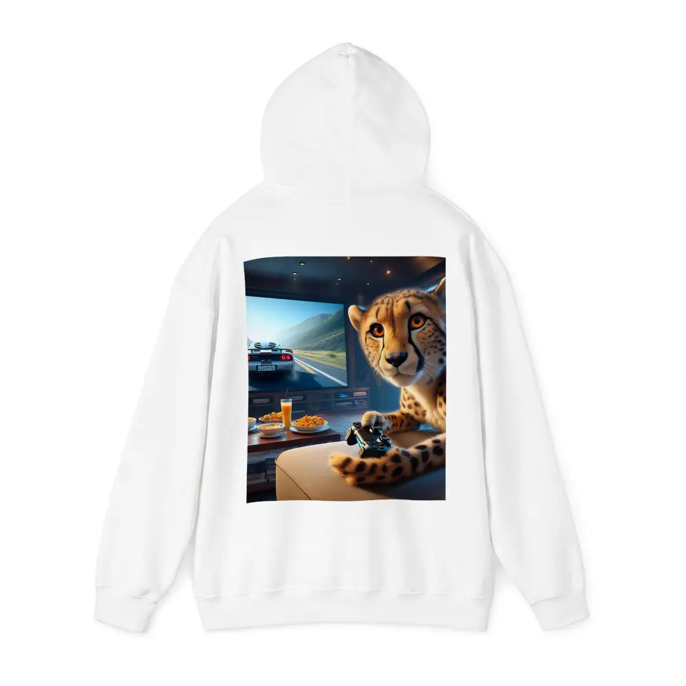 Cheetah Playing Video Games Living Room – Hoodies