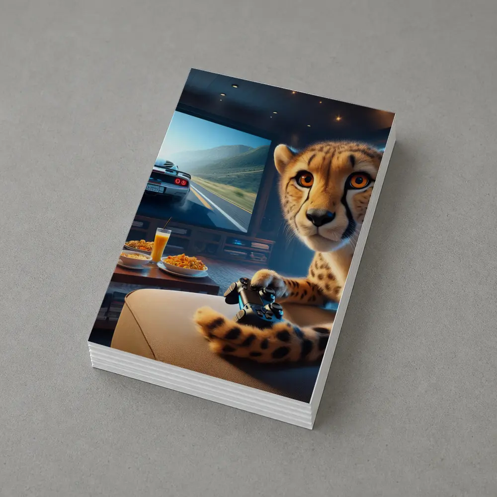 Cheetah Playing Video Games Living Room – Postcards