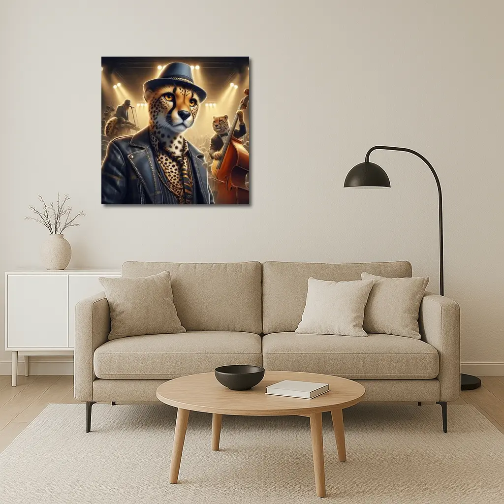 Cheetah Jazz Musician On Concert Stage – Wall Art