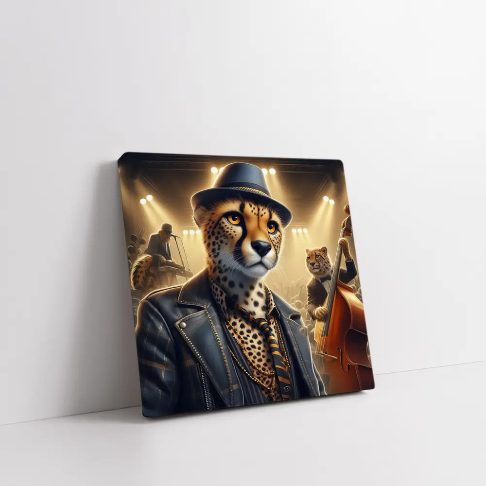 Cheetah Jazz Musician On Concert Stage – Wall Art