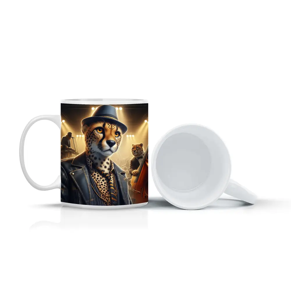 Cheetah Jazz Musician On Concert Stage – Mugs