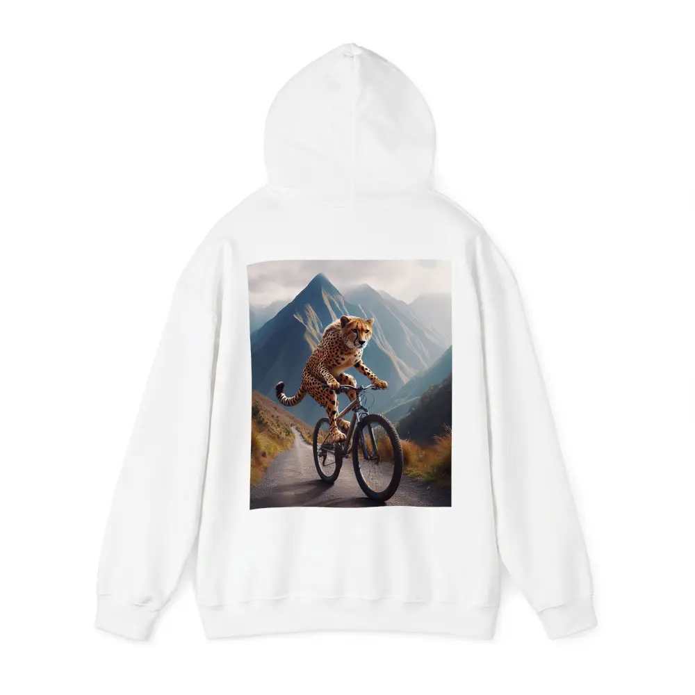 Cheetah Riding Bicycle Mountain Road – Hoodies