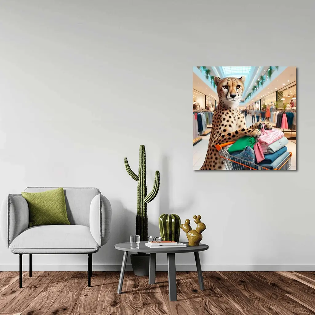 Cheetah Shopping In Busy Fashion Mall – Wall Art