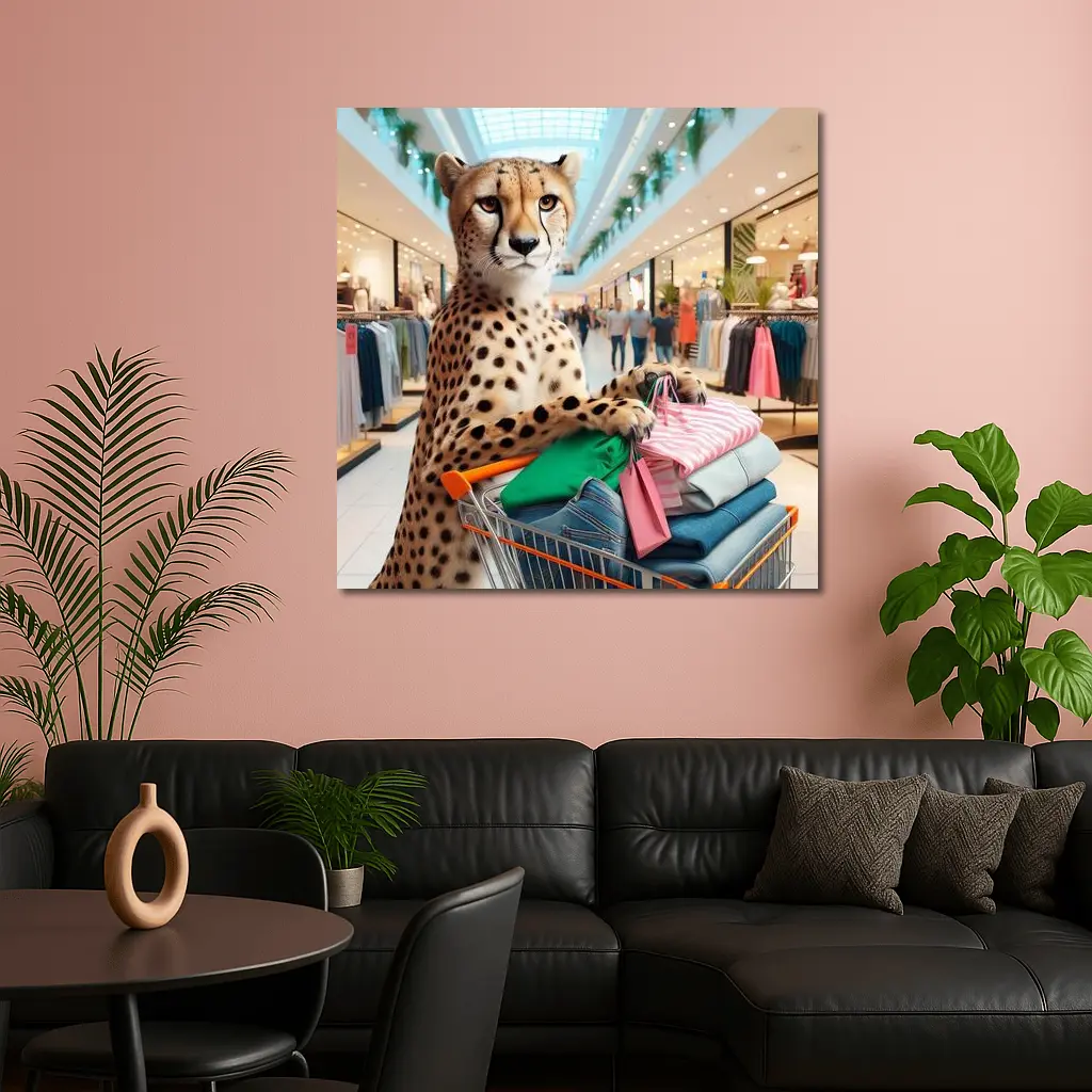 Cheetah Shopping In Busy Fashion Mall – Wall Art