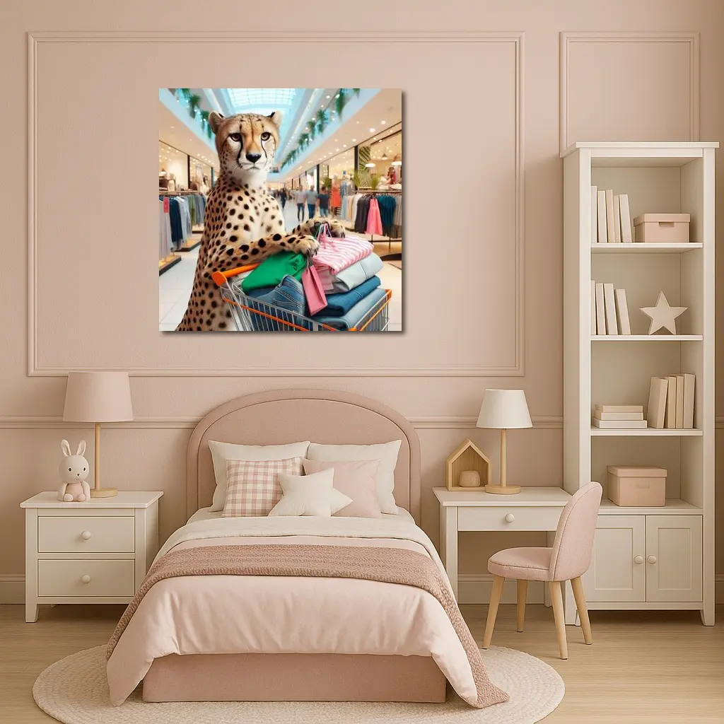 Cheetah Shopping In Busy Fashion Mall – Wall Art