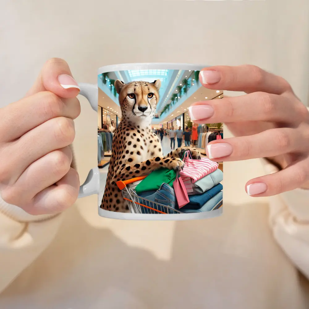 Cheetah Shopping In Busy Fashion Mall – Mugs