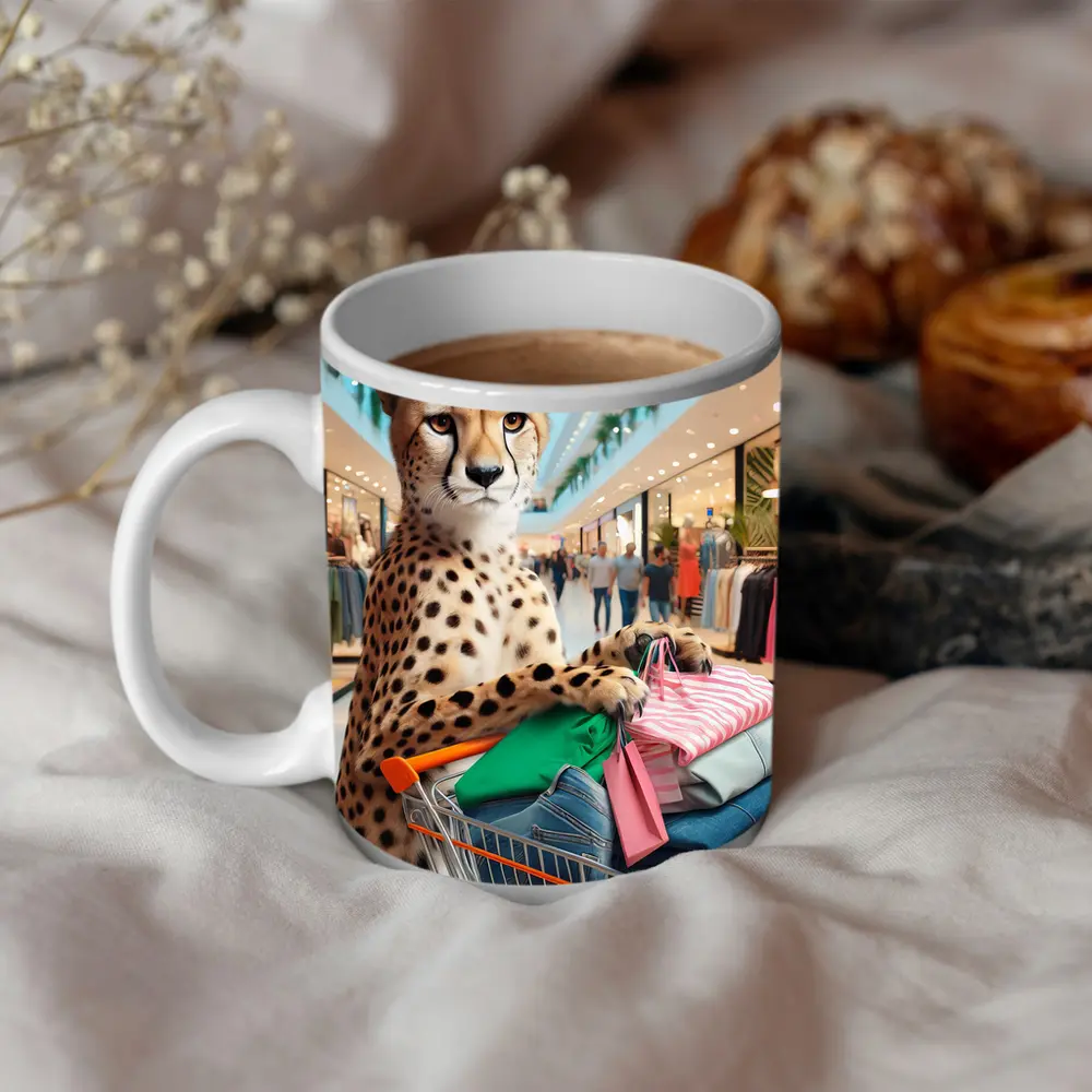 Cheetah Shopping In Busy Fashion Mall – Mugs