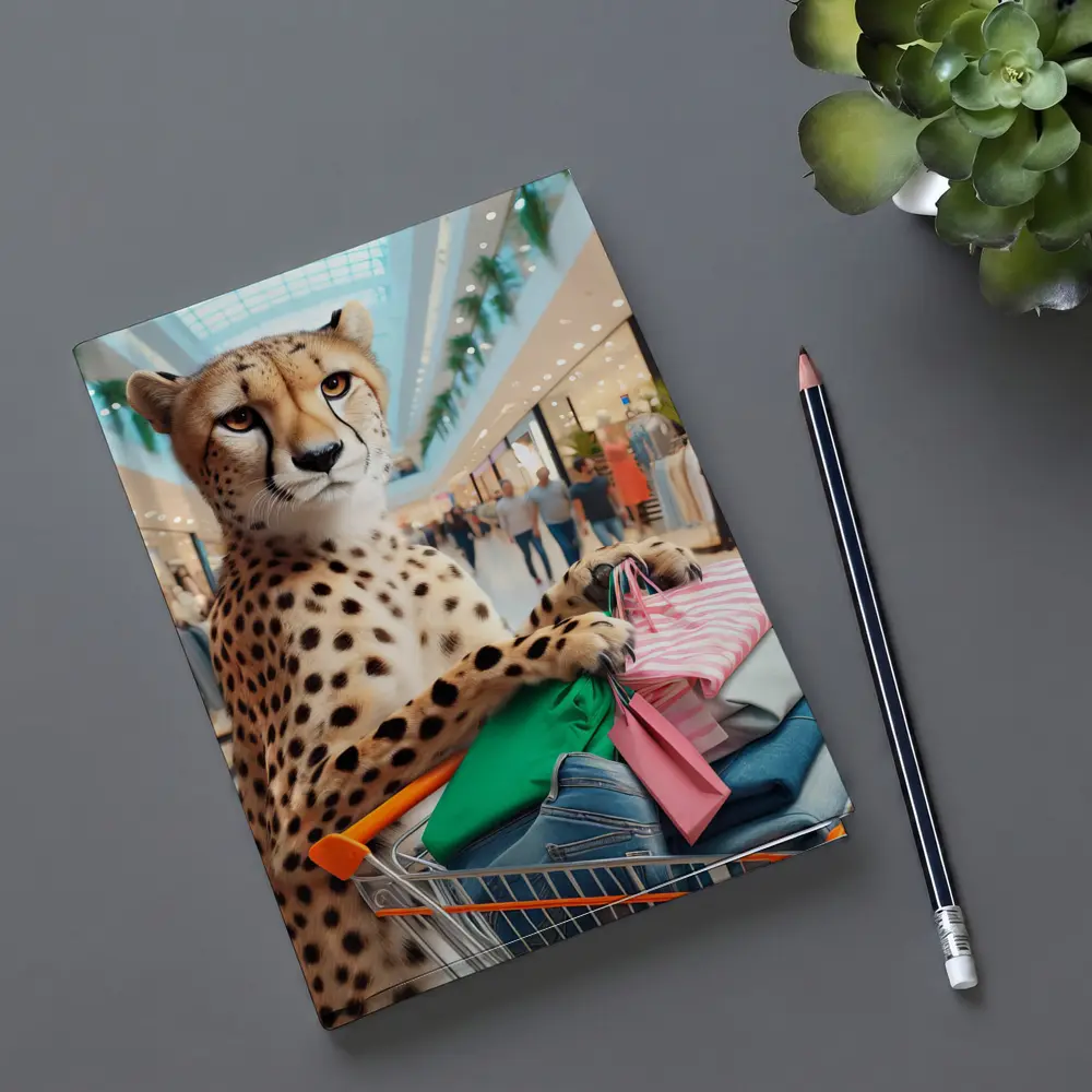 Cheetah Shopping In Busy Fashion Mall – Notebooks