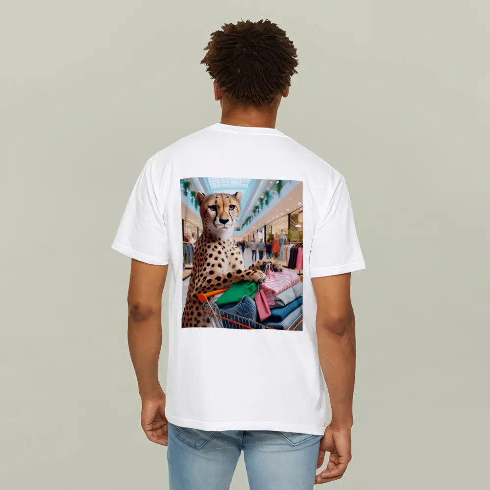 Cheetah Shopping In Busy Fashion Mall – T-Shirts