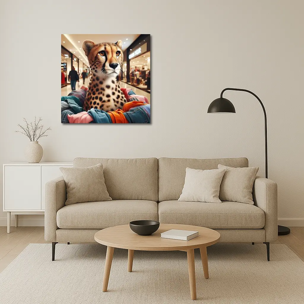Cheetah Shopping in Busy Fashion Mall – Wall Art