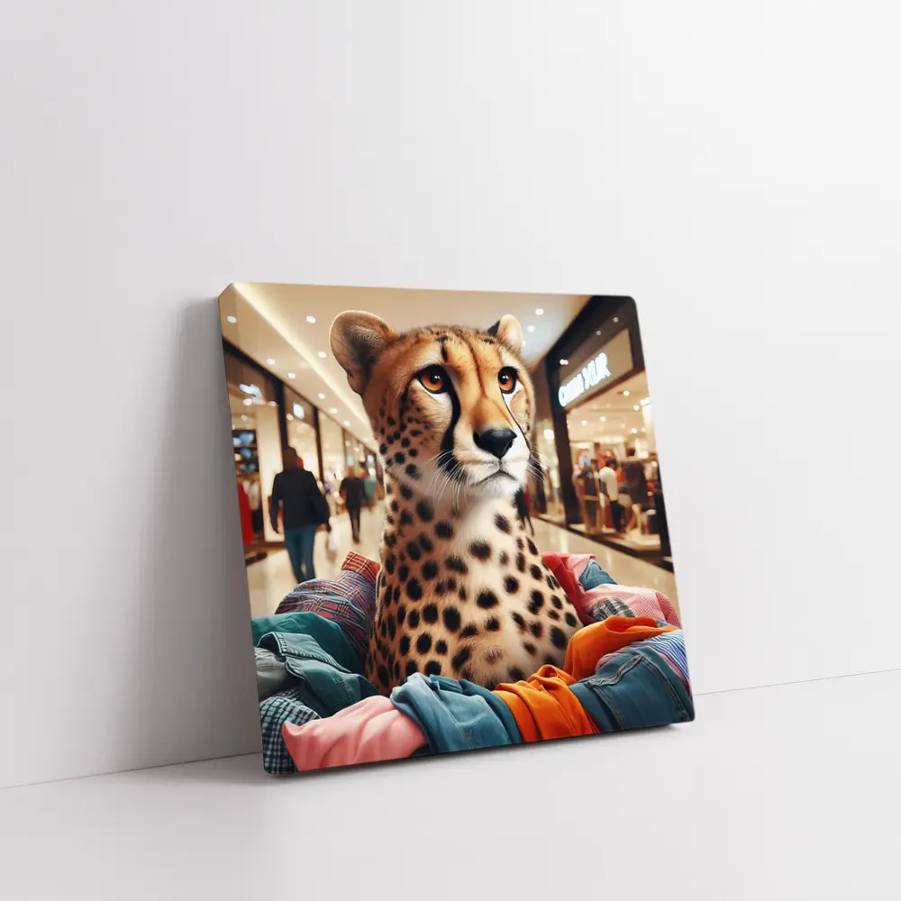 Cheetah Shopping in Busy Fashion Mall – Wall Art