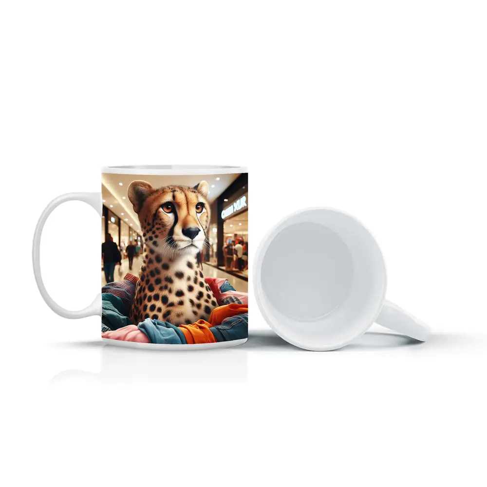 Cheetah Shopping in Busy Fashion Mall – Mugs