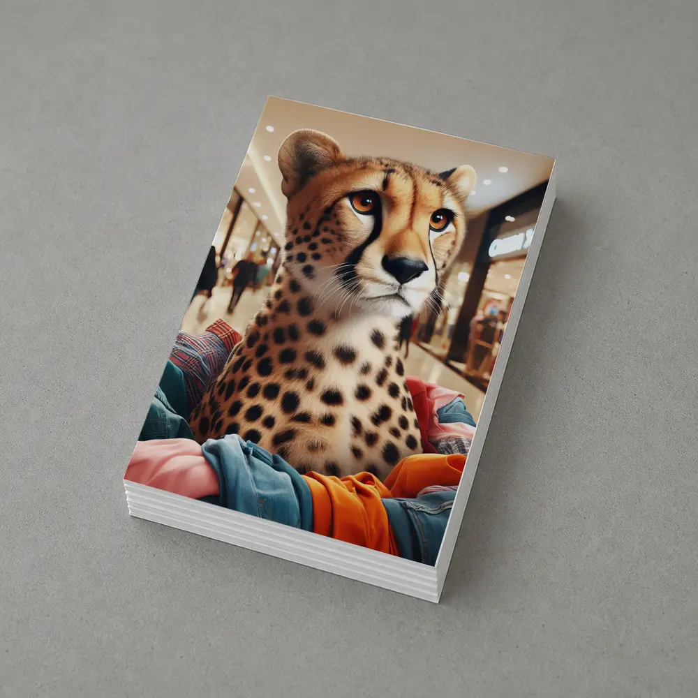Cheetah Shopping in Busy Fashion Mall – Postcards
