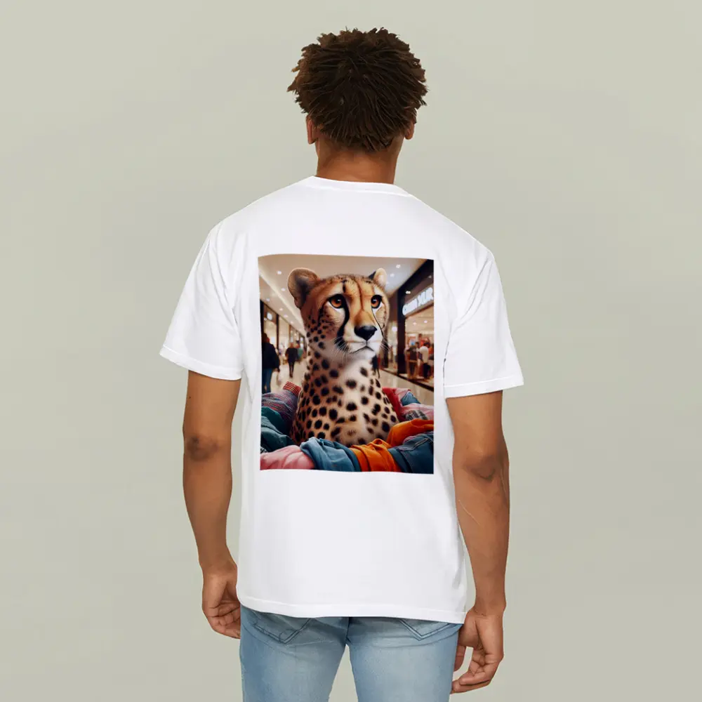 Cheetah Shopping in Busy Fashion Mall – T-Shirts