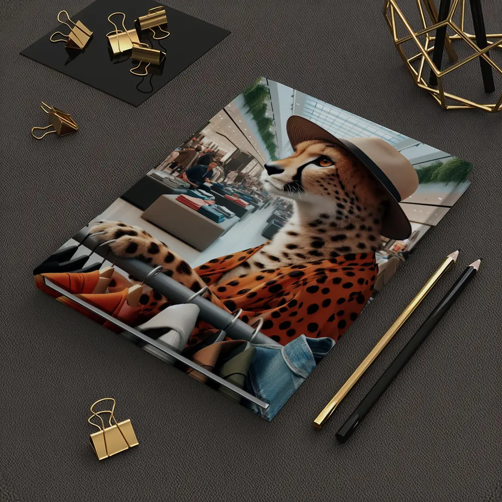 Cheetah Wearing Hat Shopping Fashion Store – Notebooks