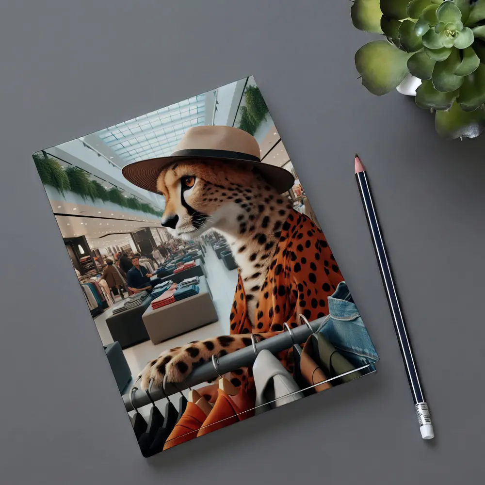 Cheetah Wearing Hat Shopping Fashion Store – Notebooks