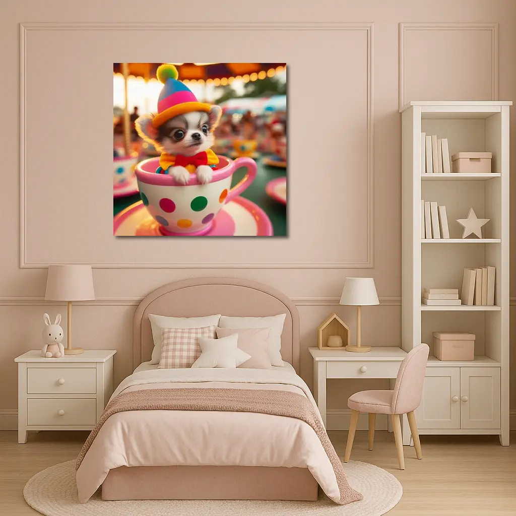 Chihuahua Puppy Clown Hat Teacup Carnival – Wall Art