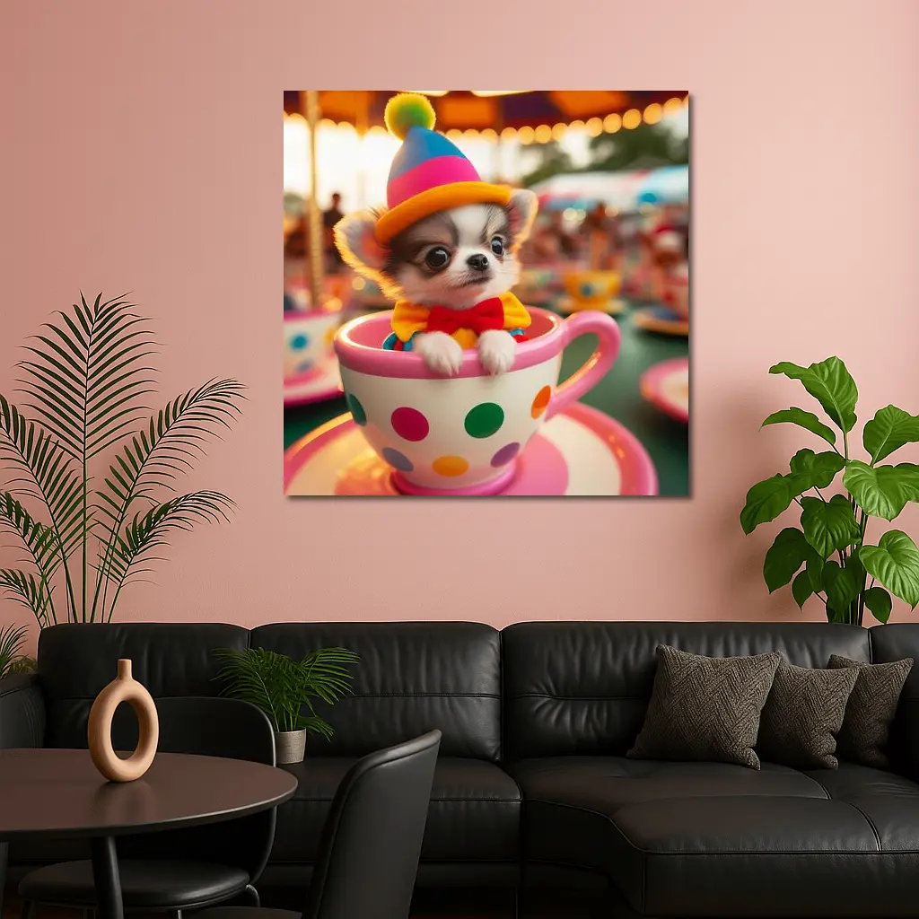Chihuahua Puppy Clown Hat Teacup Carnival – Wall Art