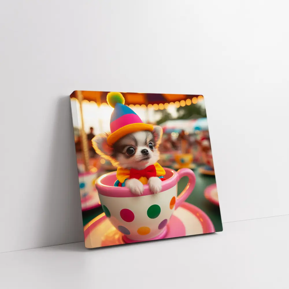 Chihuahua Puppy Clown Hat Teacup Carnival – Wall Art