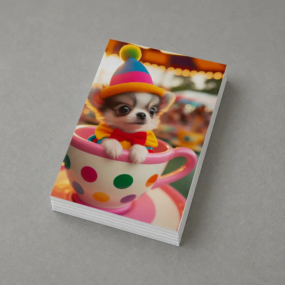 Chihuahua Puppy Clown Hat Teacup Carnival – Postcards