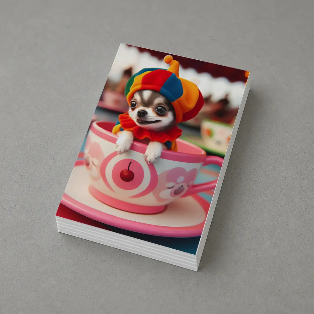 Chihuahua Clown Hat Teacup Carnival Ride – Postcards